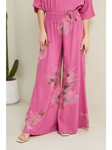 Le Monde du Lin Lniane spodnie w kolorze różowym