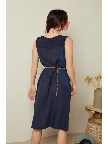 Le Monde du Lin Linnen jurk donkerblauw