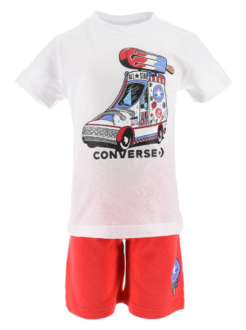 Converse 2-delige outfit wit/rood
