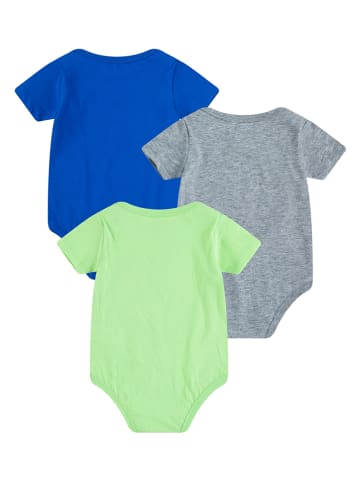 Converse 3-delige set: rompers grijs/blauw/groen