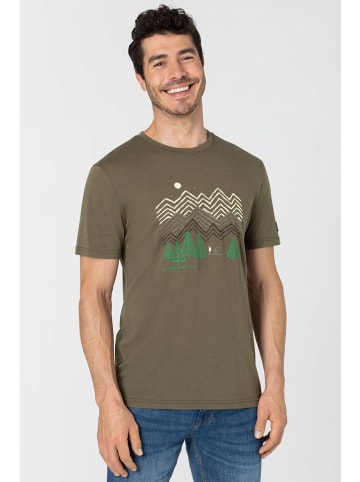super.natural Koszulka "Camping Nights" w kolorze khaki