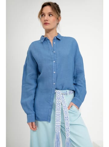 Josephine & Co Lniana bluzka "Lydian" w kolorze niebieskim