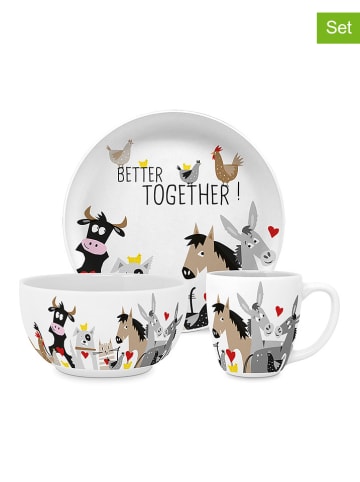 ppd 3-delige kinderserviesset "Animal Friends" wit