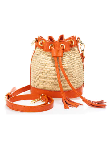 Lia Biassoni Leren schoudertas oranje/beige - (B)15 x (H)16 x (D)11 cm