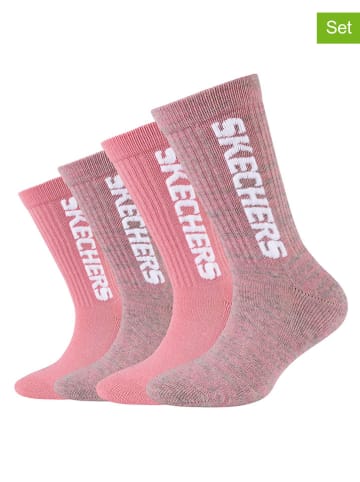 Skechers Skarpety (4 pary) w kolorze jasnoróżowym
