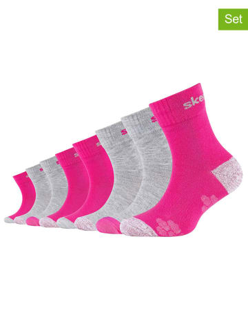 Skechers 8-delige set: sokken roze/grijs