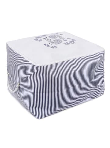 Colourful Cotton Opbergtas blauw/wit - (L)44 x (B)39 x (H)30 cm