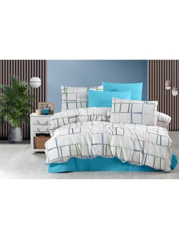 Colorful Cotton Beddengoedset "Tugba" wit/blauw