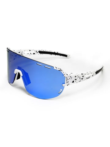 YEAZ Unisex-Sportbrille "Sunglow" in Weiß-Schwarz/ Blau