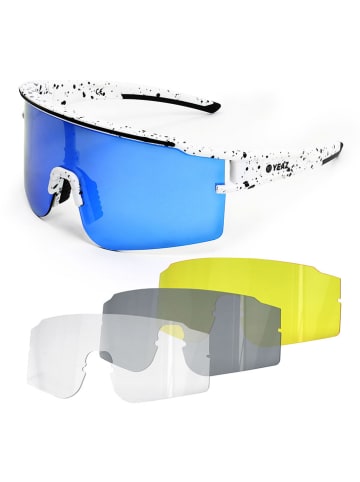 YEAZ Unisex-Sportbrille "Sunthrill" in Weiß-Schwarz/ Blau