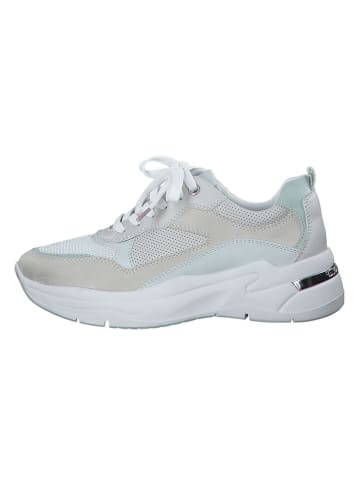 Marco Tozzi Sneakersy w kolorze beżowo-błękitno-białym