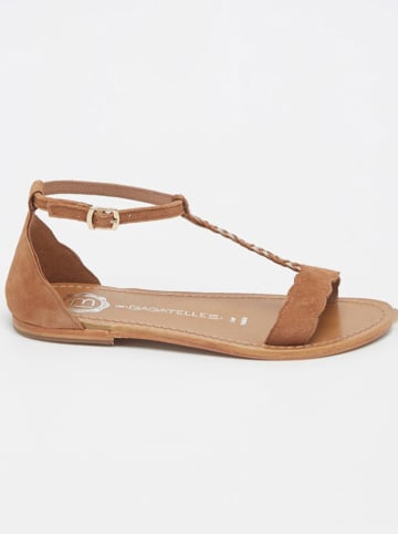 Les BAGATELLES Leren sandalen "Clark" camel/goudkleurig