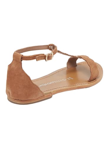 Les BAGATELLES Leren sandalen "Clark" camel/goudkleurig