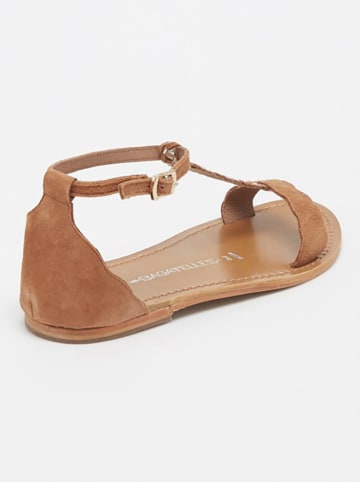 Les BAGATELLES Leren sandalen "Clark" camel/goudkleurig