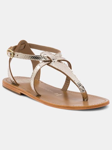 Les BAGATELLES Leren teenslippers "Bulnes" goudkleurig