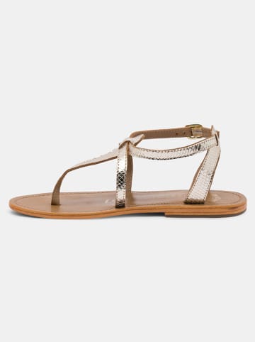 Les BAGATELLES Leren teenslippers "Bulnes" goudkleurig