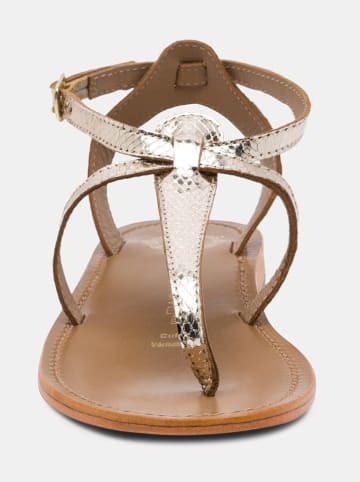 Les BAGATELLES Leren teenslippers "Bulnes" goudkleurig