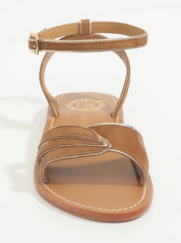 Les BAGATELLES Skórzane sandały "Kiele" w kolorze karmelowo-złotym