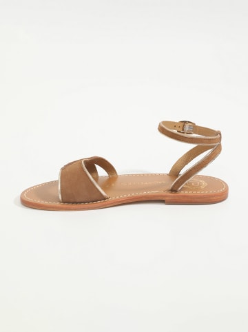 Les BAGATELLES Leren sandalen "Kiele" camel/goudkleurig