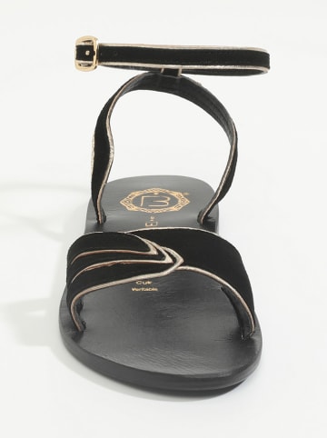 Les BAGATELLES Skórzane sandały "Kiele" w kolorze czarno-złotym