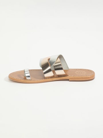 Les BAGATELLES Leren slippers "Mullein" zilverkleurig/goudkleurig