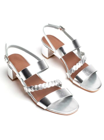 Les BAGATELLES Skórzane sandały "Dezba" w kolorze srebrnym