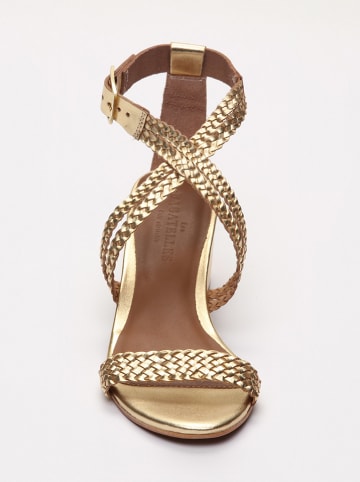 Les BAGATELLES Skórzane sandały "Gizelle" w kolorze ciemnozłotym