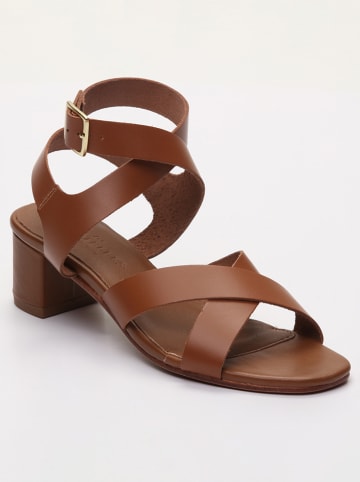 Les BAGATELLES Leren haksandalen "Genessis" camel