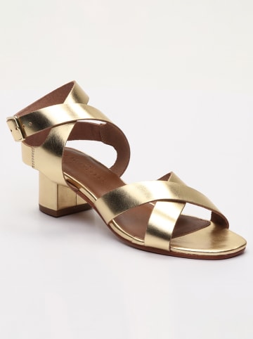 Les BAGATELLES Leren haksandalen "Genessis" donkergoudkleurig