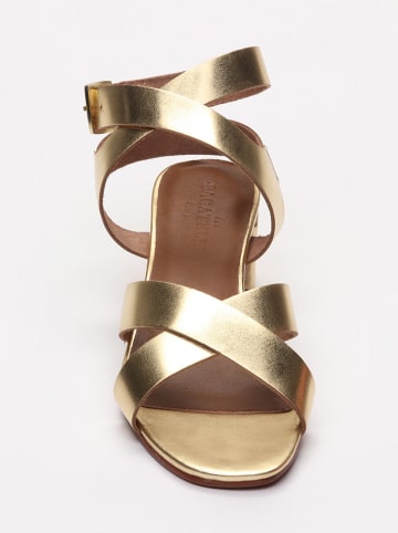 Les BAGATELLES Leren haksandalen "Genessis" donkergoudkleurig