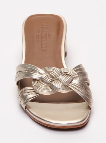Les BAGATELLES Leren slippers "Gifi" goudkleurig