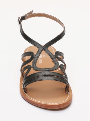 Les BAGATELLES Skórzane sandały "Glitter" w kolorze czarnym