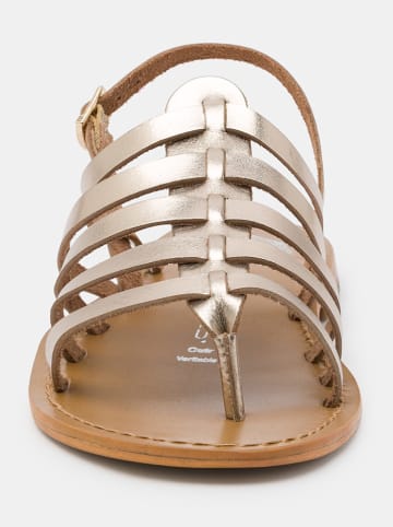 Les BAGATELLES Leder-Zehensandalen "Olleros" in Gold