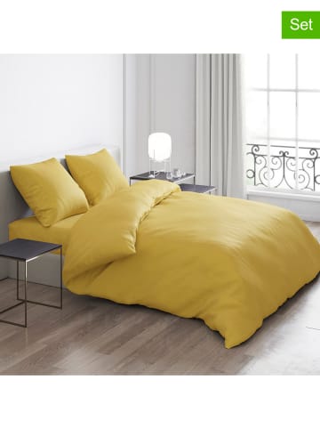Cacharel textiles 4tlg. Satin-Bettwäsche-Set "Uni" in Gelb