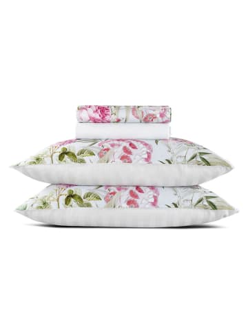 Cacharel 4-delige set: satijnen bedlaken en kussenslopen groen/roze