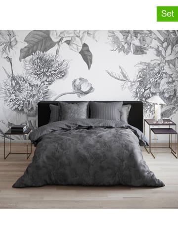 Cacharel Satynowe poszewki (2 szt.) "Flore" w kolorze antracytowym na poduszkę