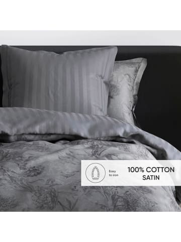 Cacharel 2er-Set: Satin-Kissenbezüge "Flore" in Anthrazit