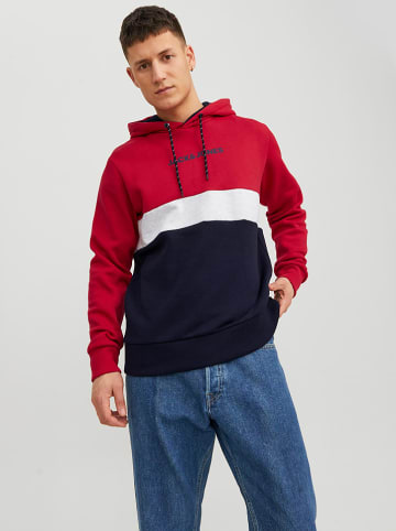 Jack & Jones Hoodie "Reid" in Rot/ Dunkelblau/ WeiÃŸ