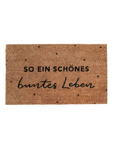Eulenschnitt Kokos-Fußmatte "Buntes Leben" in Hellbraun - (L)75 x (B)45 cm
