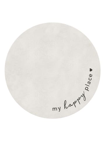 Eulenschnitt Läufer "Happy place" in Weiß - Ø 100 cm