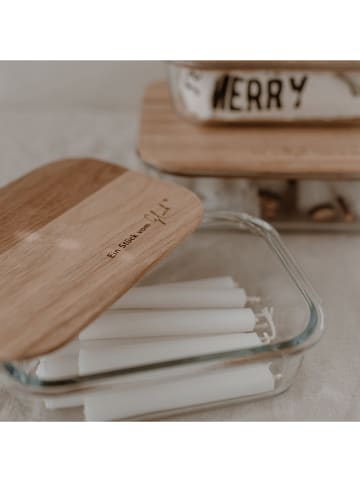 Eulenschnitt Vorratsbehälter "Glück" in  Natur/ Transparent - (B)17 x (T)12,5 cm