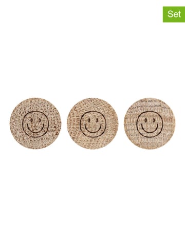 Eulenschnitt 3-delige set: magneten "Smiley" naturel - Ø 2,5 cm