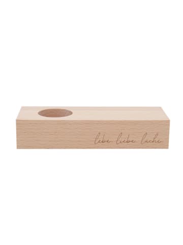 Eulenschnitt Eierbecher "Lebe Liebe Lache" in Natur - (B)15,5 x (H)5,5 cm