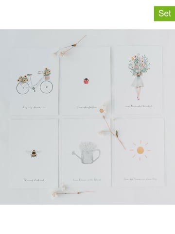 Eulenschnitt 6er-Set: Grußkarten "Blumenliebe" in Weiß - DIN A6