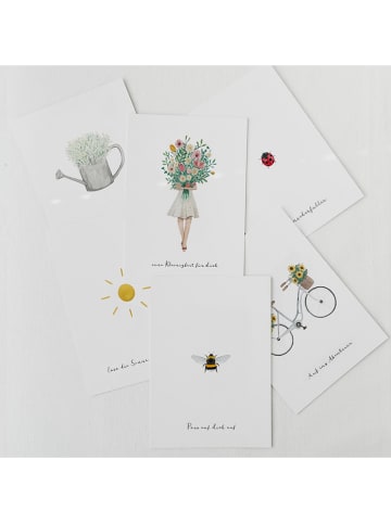 Eulenschnitt 6er-Set: Grußkarten "Blumenliebe" in Weiß - DIN A6