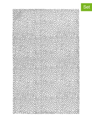 Eulenschnitt 2er-Set: Geschirrtücher "Punkte" in Weiß/ Schwarz - (L)70 x (B)45 cm