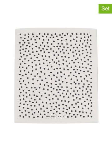 Eulenschnitt 3er-Set: Schwammtücher "Punkte" in Weiß/ Schwarz - (L)19,5 x (B)17 cm