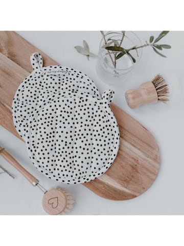 Eulenschnitt 2er-Set: Topflappen "Punkte" in Weiß/ Schwarz - Ø 20 cm