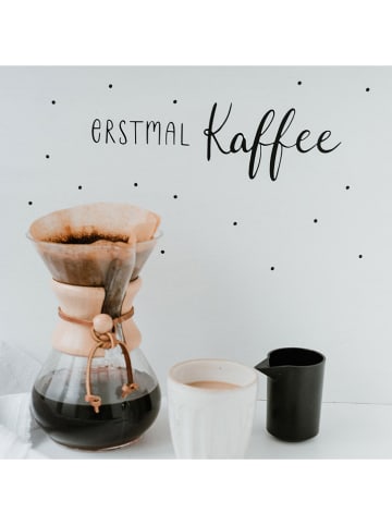 Eulenschnitt Wandtattoo "Erstmal Kaffee" in Schwarz