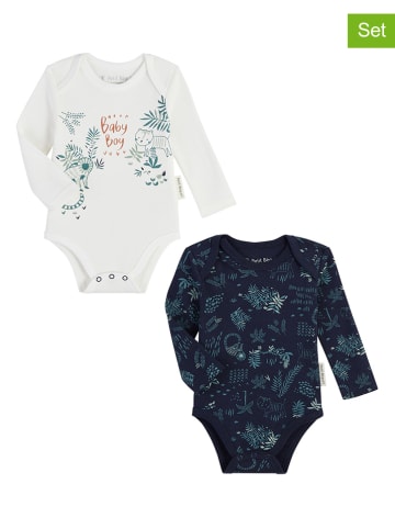Petit Beguin 2-delige set: rompers wit/donkerblauw